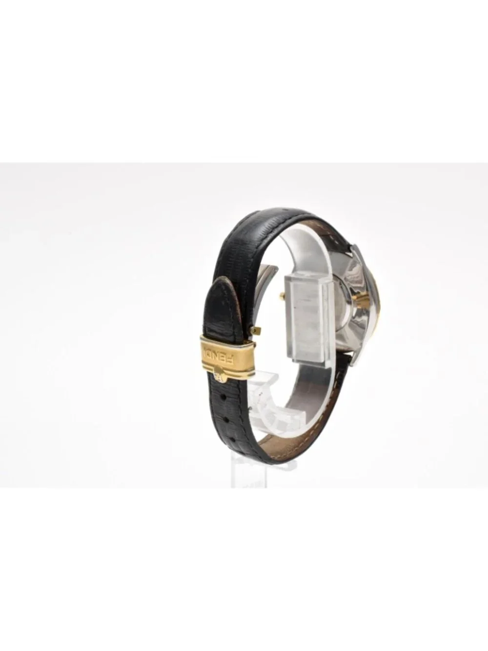 Fendi Orologi Quartz Watch White Dial Gold Plate Leather Strap 34.6 Vintage